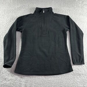 Eddie Bauer‎ 1/4 Zip Fleece Sweater Womens Small Black Athletic Comfort Pullover